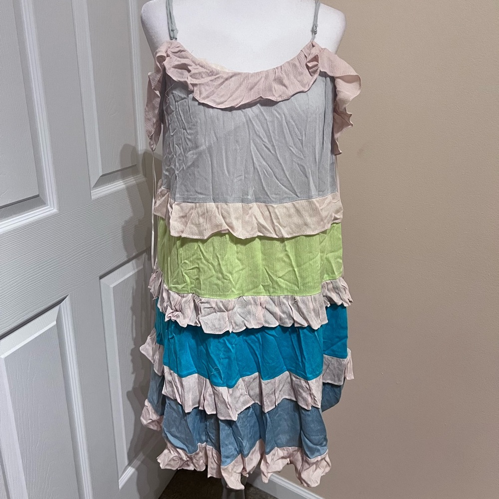 Colorful Ruffled Layered Dress